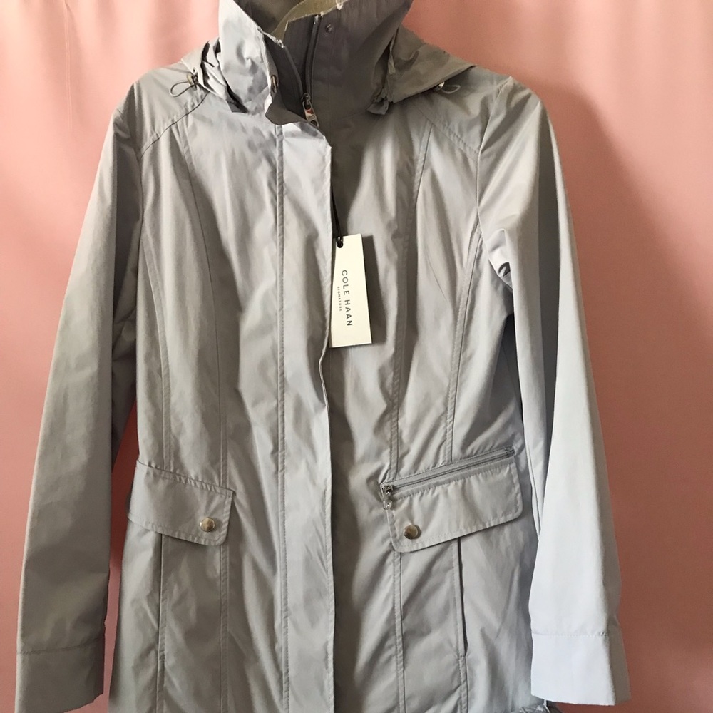Cole Haan packable hooded rain coat